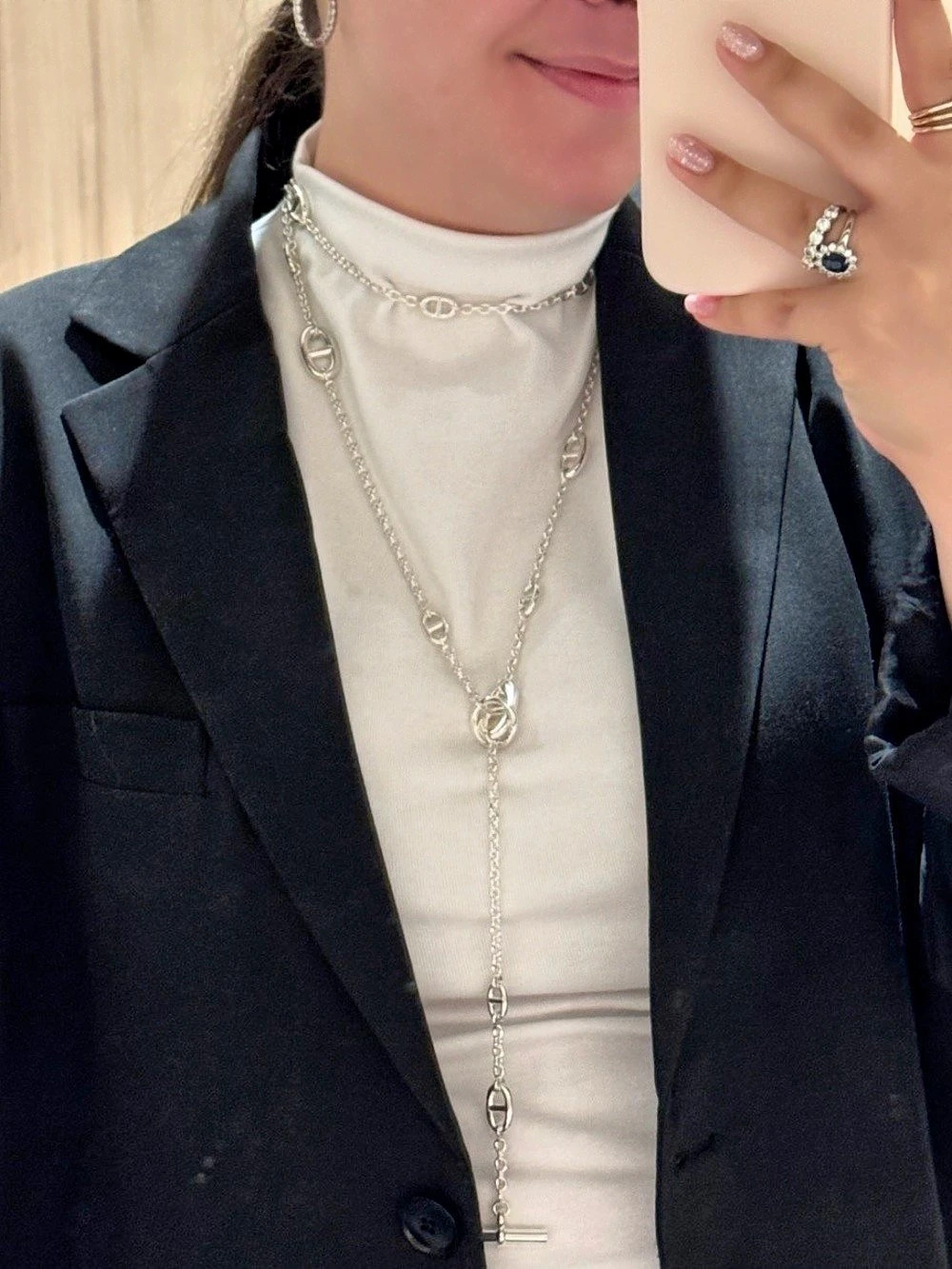 Hermès Farandole long necklace 120 Silver Brand New